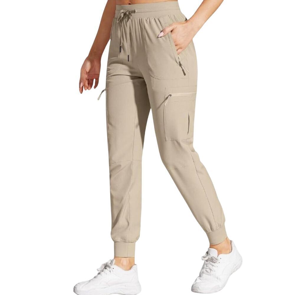 New Boutique Tan Sand Khaki Cargo High Waist Jogger Pants‎